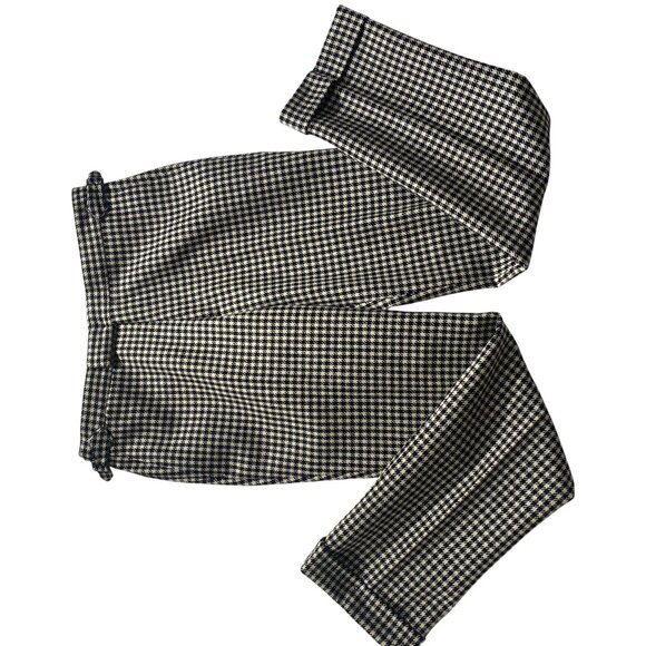 Black & White Shepherds Check Wool Trousers - Picture 4 of 6